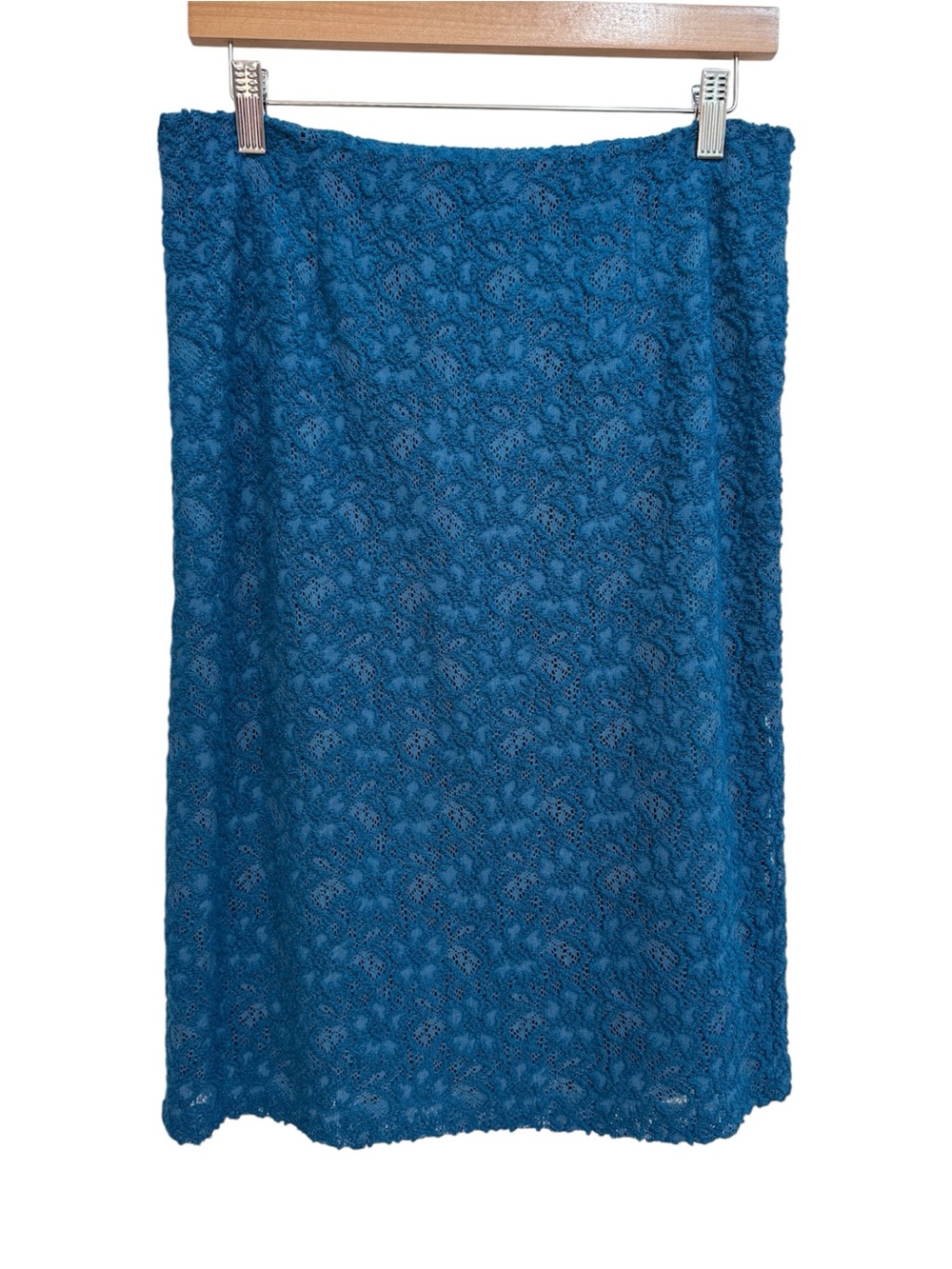 Moulinette Souers Anthro Lace Wool Blend Pencil Skirt Women Size 8 Teal Twee